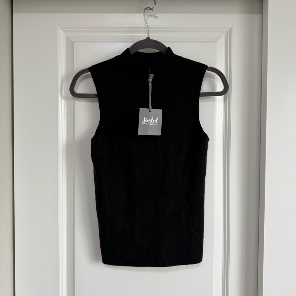 Marled Black Top Sleeveless Shirt  New